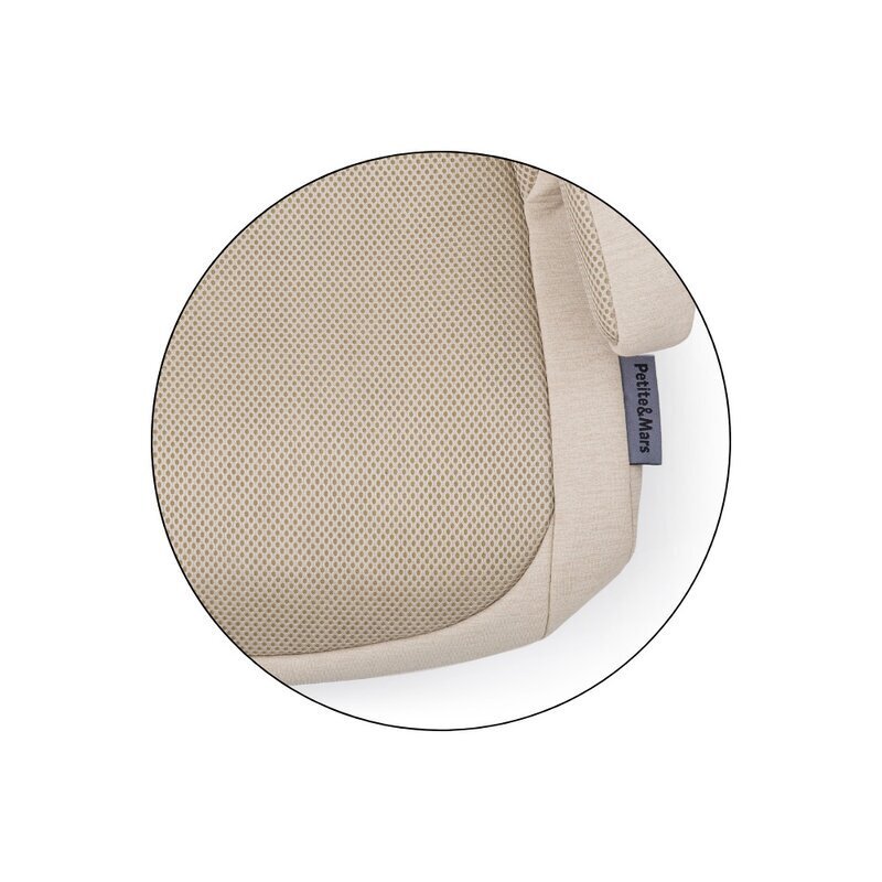 Petite&Mars Inaltator auto pentru copii PetiteMars Optimus Pro Bej i-Size cu isofix 125-150 cm 22-36 kg forma ergonomica husa detasabila