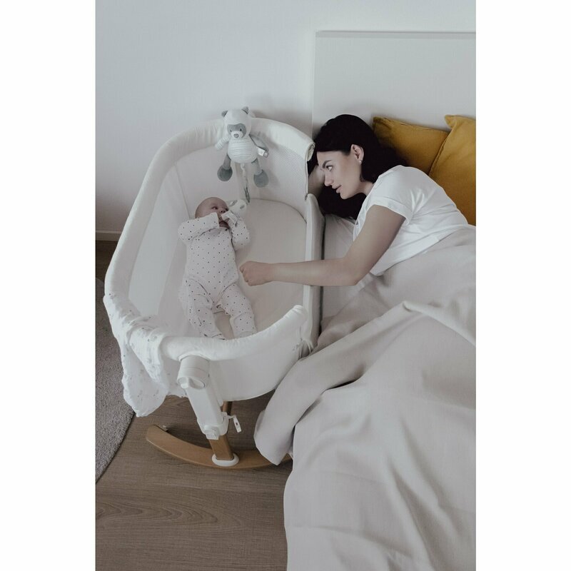 Petite&Mars Patut co-sleeper PetiteMars Glory Bej 2 in 1 plibil cu leganare saltea geanta de transport ajustarea inaltimii in 5 pozitii 0 luni+ greutate suportata 9 kg