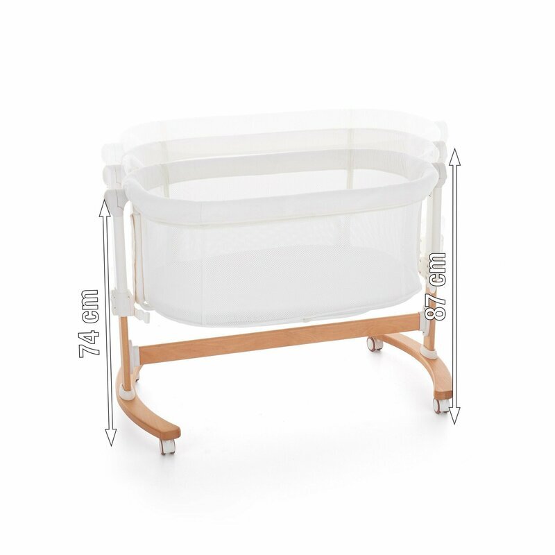 Petite&Mars Patut co-sleeper PetiteMars Glory Bej 2 in 1 plibil cu leganare saltea geanta de transport ajustarea inaltimii in 5 pozitii 0 luni+ greutate suportata 9 kg