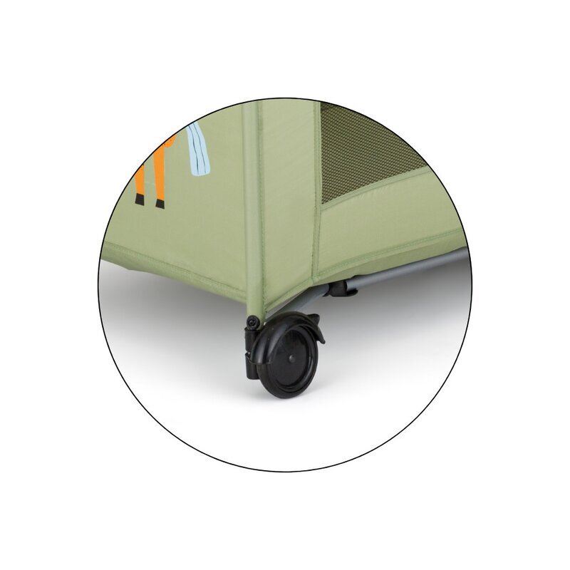 Petite&Mars Patut pliabil pentru copii PetiteMars Koot Boho 120x60 cm cu roti functie de tarc pliere compacta include geanta de transport intrare laterala cu fermoar greutate admisa 15 kg 0-30 luni