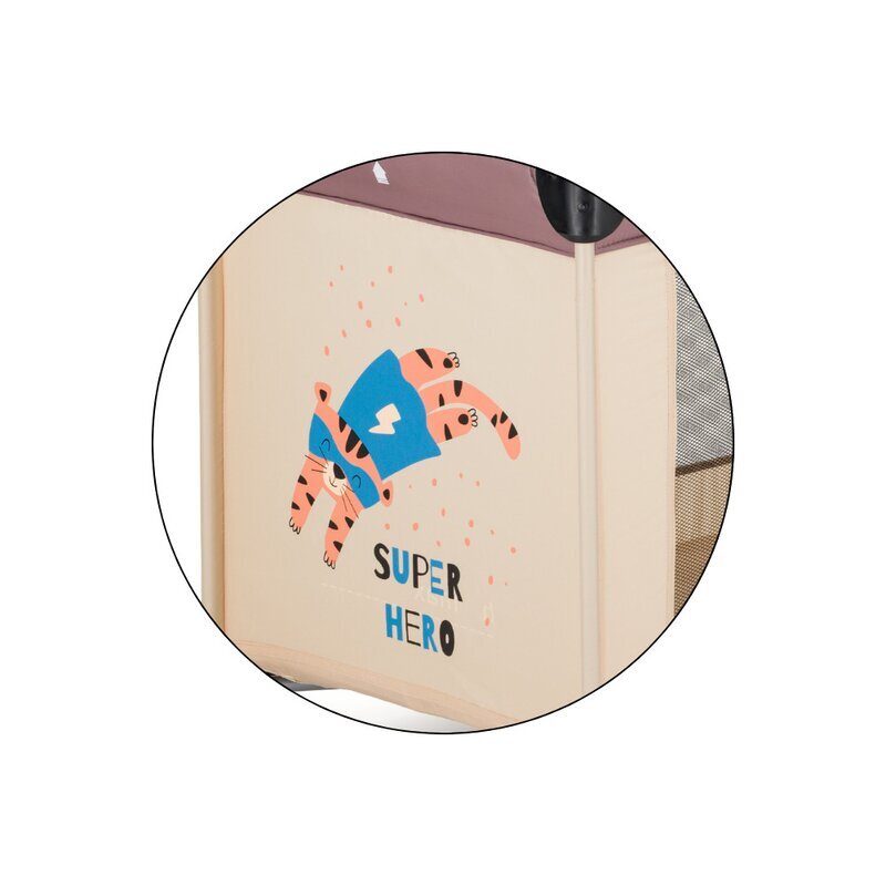 Petite&Mars Patut pliabil pentru copii PetiteMars Koot maro 120x60 cm cu roti functie de tarc pliere compacta include geanta de transport intrare laterala cu fermoar greutate admisa 15 kg 0-30 luni