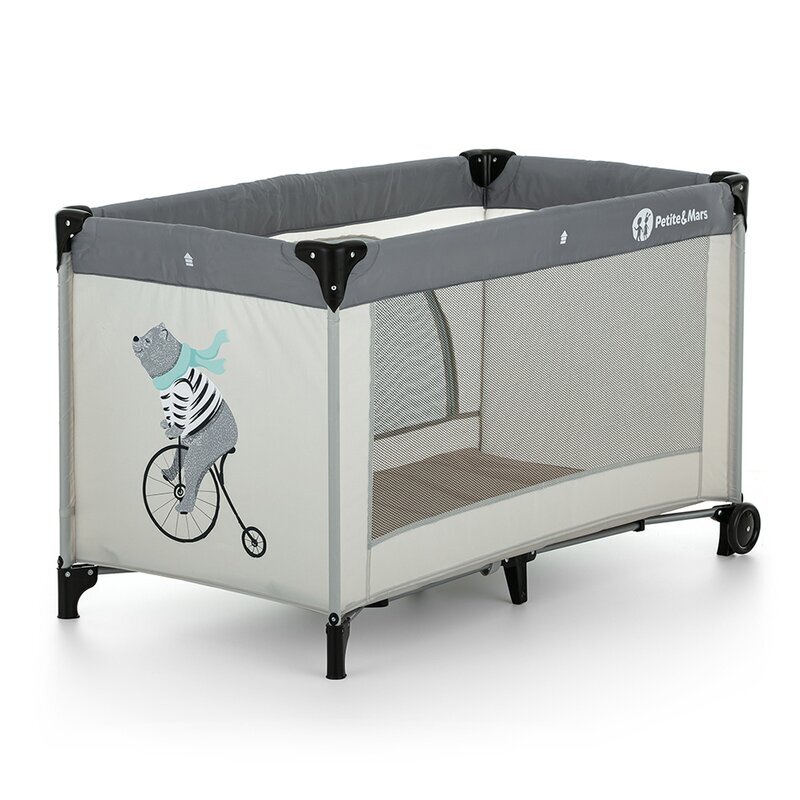 Petite&Mars Patut pliant Nyja Teddy Biker Grey PetiteMars