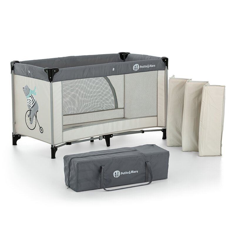 Petite&Mars Patut pliant Nyja Teddy Biker Grey PetiteMars