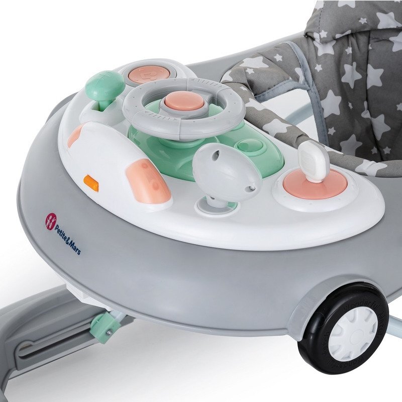 Petite&Mars Premergator muzical PetiteMars cu panou interactiv si lumini Cabrio Gri