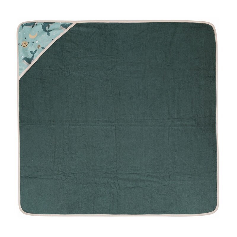 Petite&Mars Prosop cu gluga PetiteMars Loulou hipoalergenic 100x100 cm Balene verzi