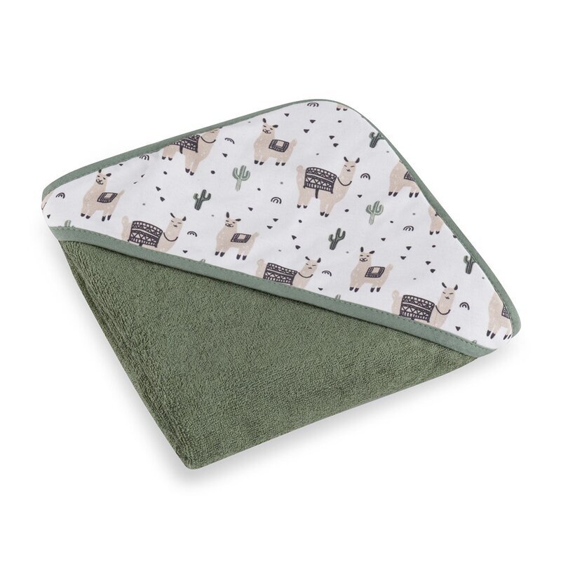 Petite&Mars Prosop cu gluga PetiteMars Loulou hipoalergenic 100x100 cm Lame BejVerde