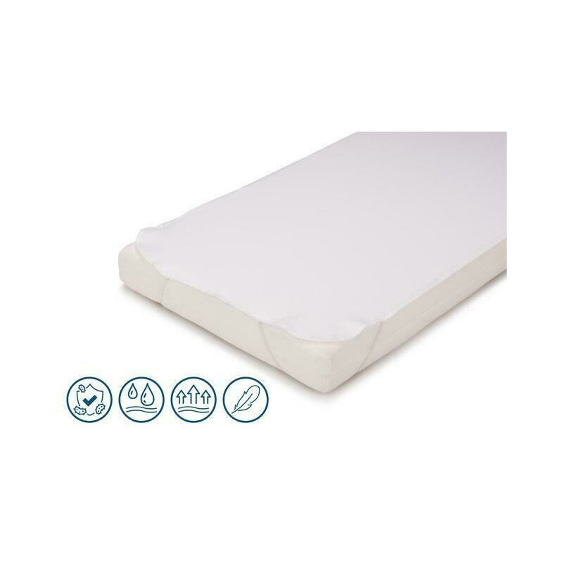 Petite&Mars Protectie impermeabila PetiteMars pentru saltele de 120x60 cu benzi elastice alb