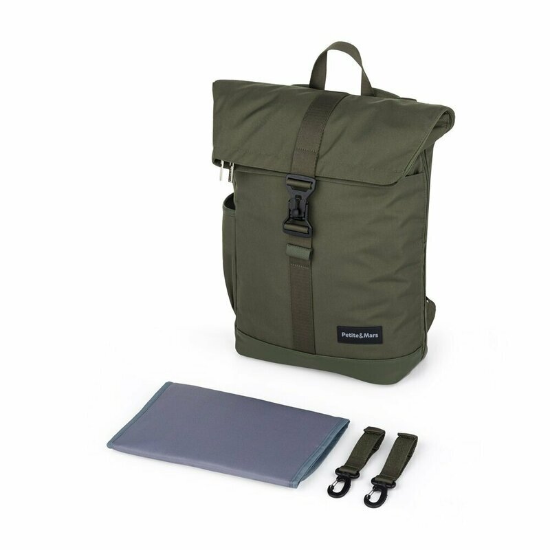 Petite&Mars Rucsac pentru mamici PetiteMars Jackob cu buzunare termoizolante impermeabile si pentru laptop sistem prindere carucior si compartimentare multipla