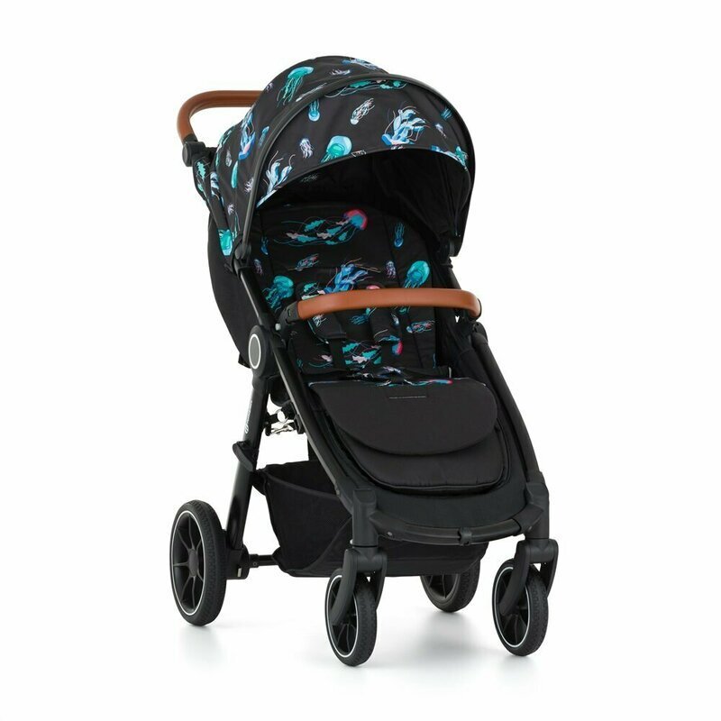 Petite&Mars Salteluta pentru carucior PetiteMars Foamy Negru reversibila din spuma cu memorie universala 86x42 cm design cu meduze