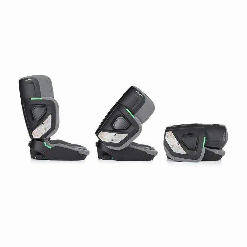 Petite&Mars Scaun auto pentru copii PetiteMars Flex Pro Gri i-Size cu isofix pliabil tetiera reglabila in 8 pozitii 100-150 cm 3-12 ani