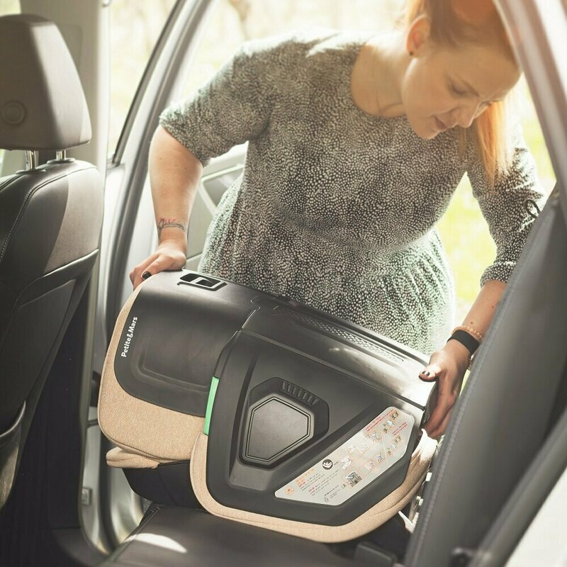 Petite&Mars Scaun auto pentru copii PetiteMars Flex Pro Gri i-Size cu isofix pliabil tetiera reglabila in 8 pozitii 100-150 cm 3-12 ani