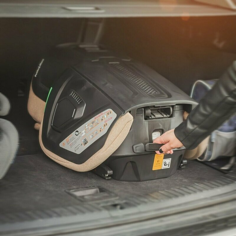Petite&Mars Scaun auto pentru copii PetiteMars Flex Pro Gri i-Size cu isofix pliabil tetiera reglabila in 8 pozitii 100-150 cm 3-12 ani