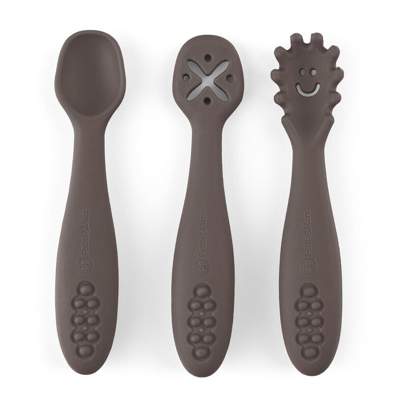 Petite&Mars Set 3 lingurite PetiteMars Bitter Cocoa Maro TakeMatch din silicon pentru supa paste alimente usoare fara BPA 6 luni+