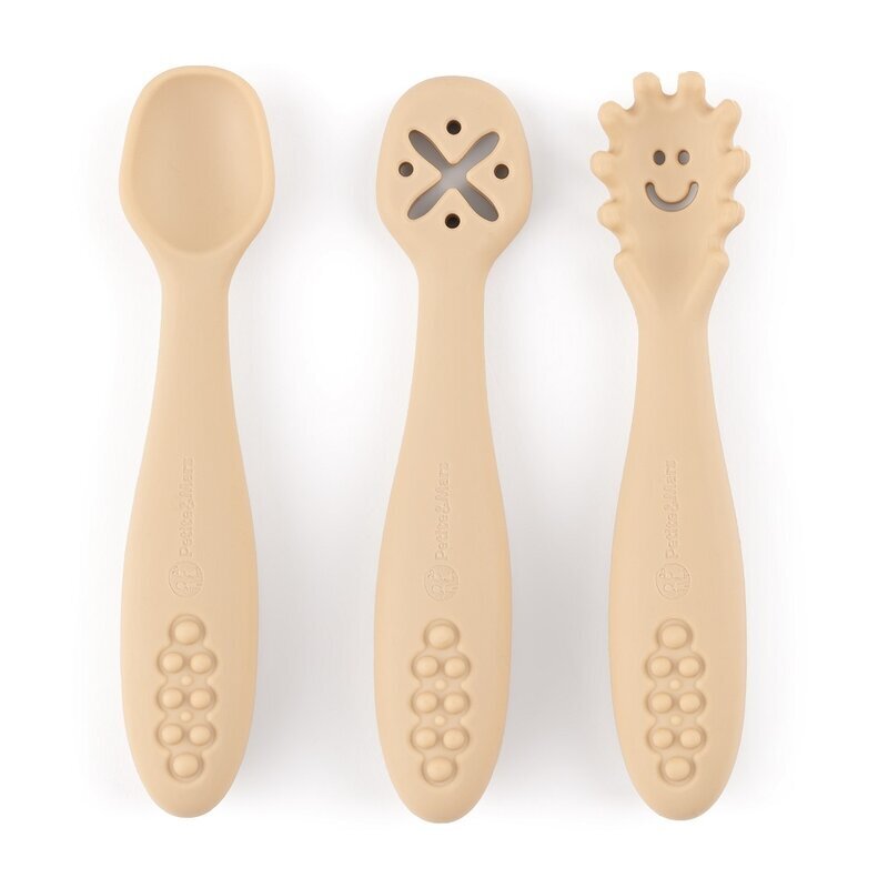 Petite&Mars Set 3 lingurite PetiteMars din silicon bej