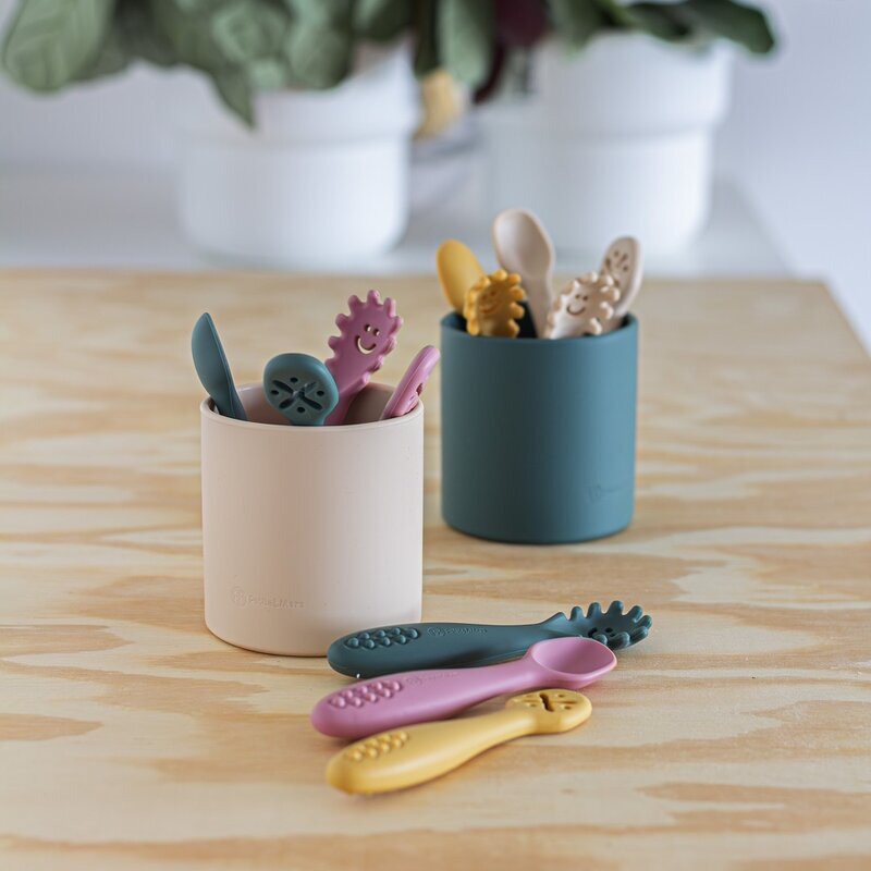 Petite&Mars Set 3 lingurite PetiteMars din silicon galben