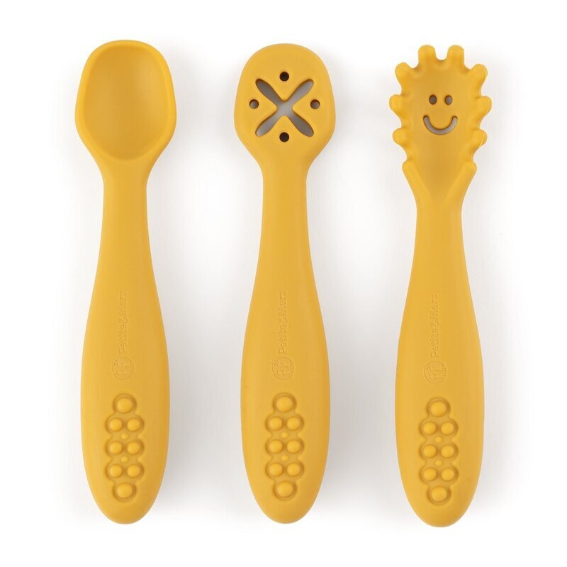 Petite&Mars Set 3 lingurite PetiteMars din silicon galben