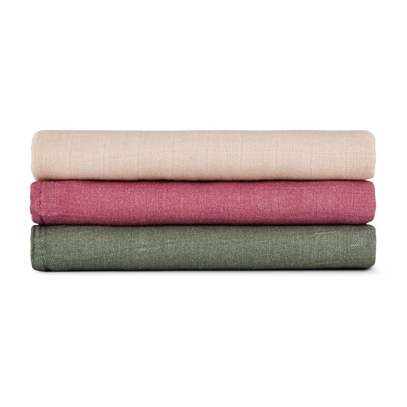 Petite&Mars Set 3 scutece PetiteMars Botanic Tones Moussy din muselina de bambus hipoalergenice 68x68 cm