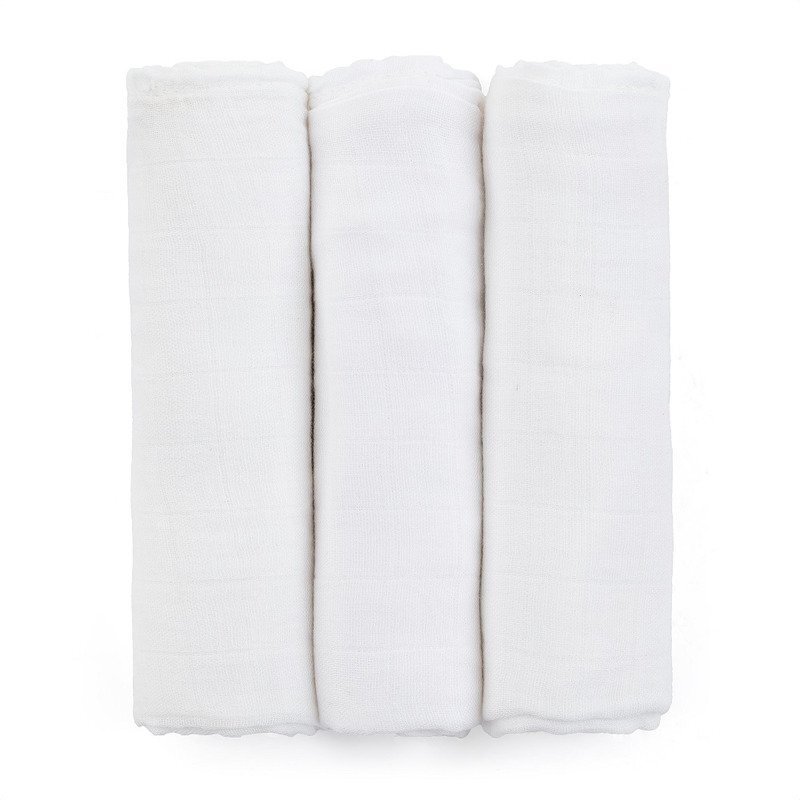Petite&Mars Set 3 scutece PetiteMars din muselina de bambus Moussy Total White hipoalergenice 68 x 68 cm Alb