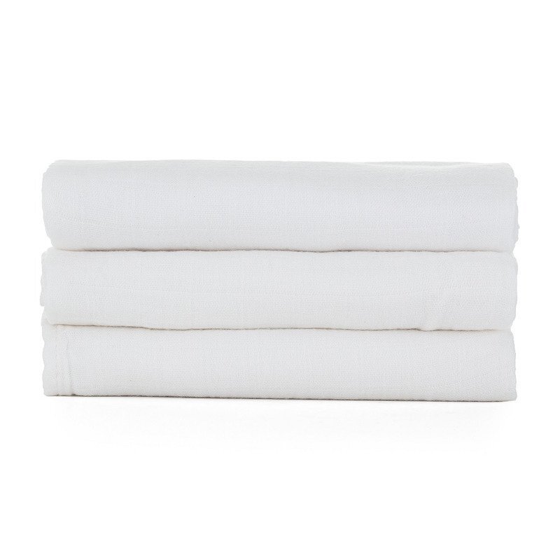 Petite&Mars Set 3 scutece PetiteMars din muselina de bambus Moussy Total White hipoalergenice 68 x 68 cm Alb