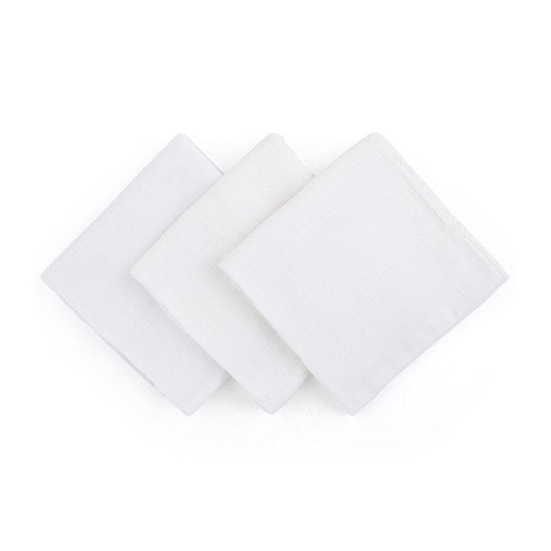 Petite&Mars Set 3 scutece PetiteMars din muselina de bambus Moussy Total White hipoalergenice 68 x 68 cm Alb