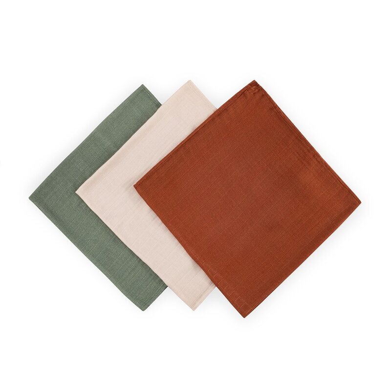 Petite&Mars Set 3 scutece PetiteMars Earth Tones Moussy din muselina de bambus hipoalergenice 68x68 cm