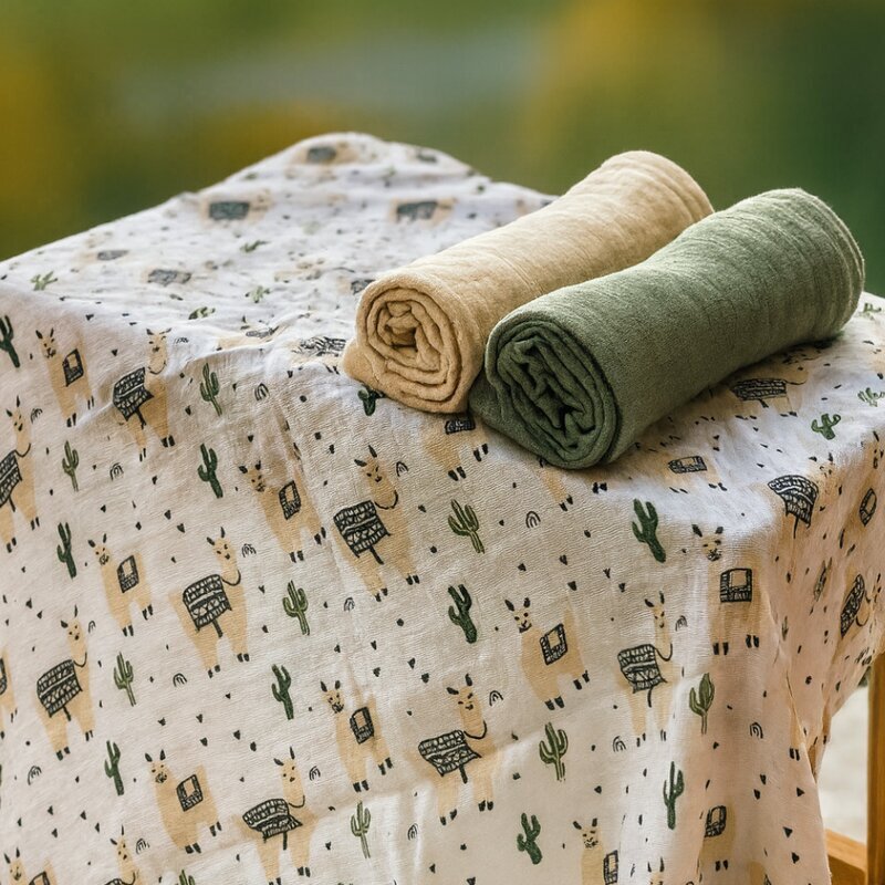 Petite&Mars Set 3 scutece PetiteMars Earth Tones Moussy din muselina de bambus hipoalergenice 68x68 cm