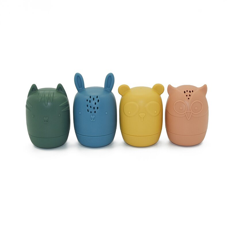 Petite&Mars Set 4 jucarii de baie Amigos din silicon multicolor PetiteMars