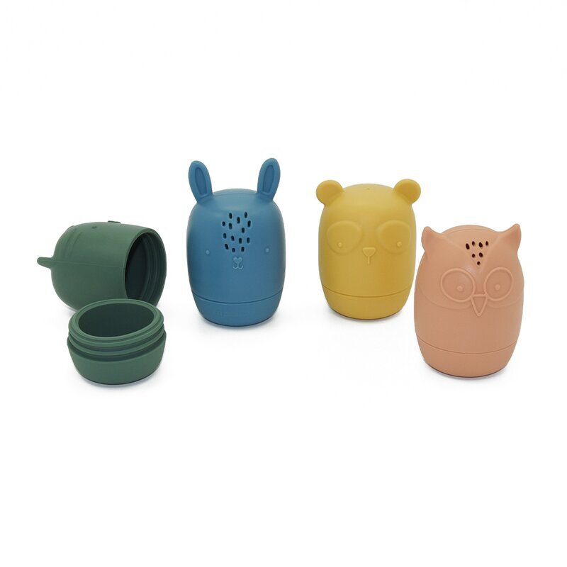 Petite&Mars Set 4 jucarii de baie Amigos din silicon multicolor PetiteMars