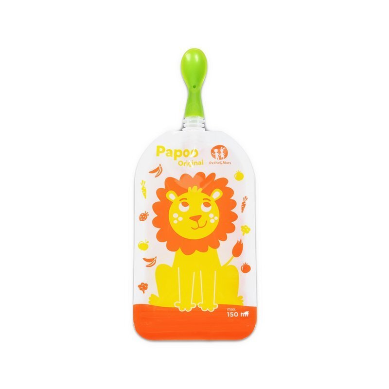 Petite&Mars Set 6 pungi reutilizabile pentru hranire cu leuti Papoo Portocaliu