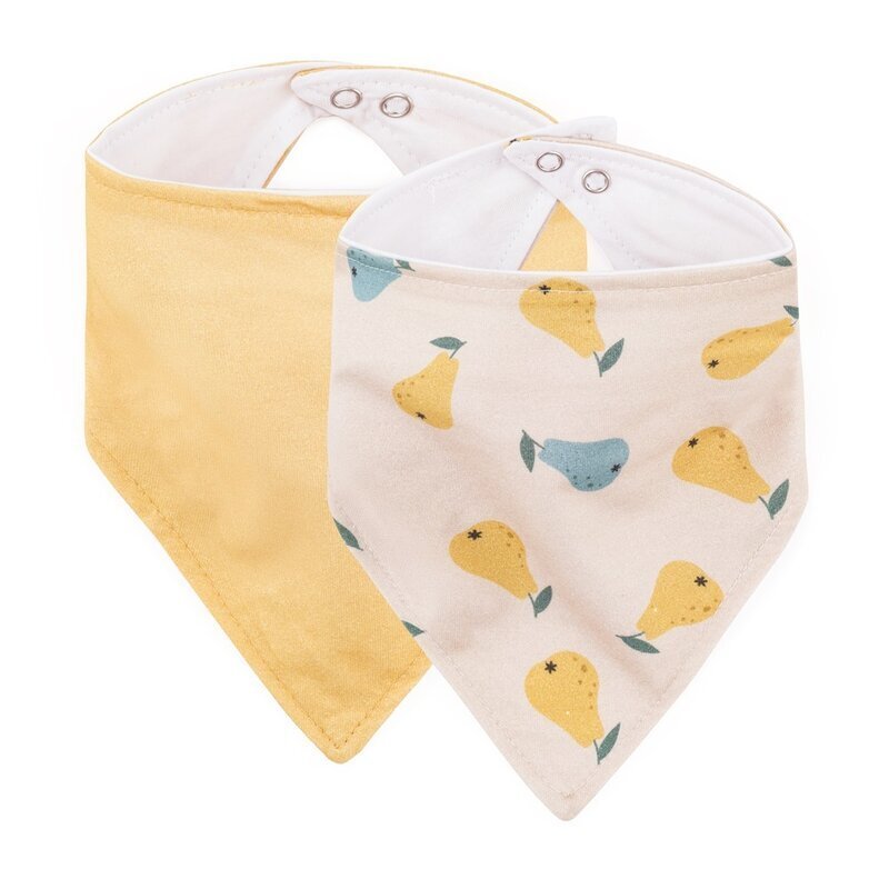 Petite&Mars Set bavete bandana PetiteMars Luke BejOcru 2 bucati bumbac natural reglabila cu capse 3 luni+