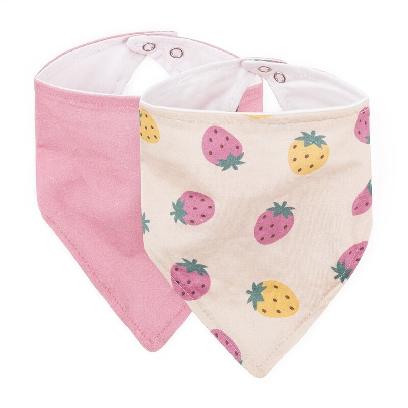Petite&Mars Set bavete bandana PetiteMars Luke BejRoz 2 bucati bumbac natural reglabila cu capse 3 luni+