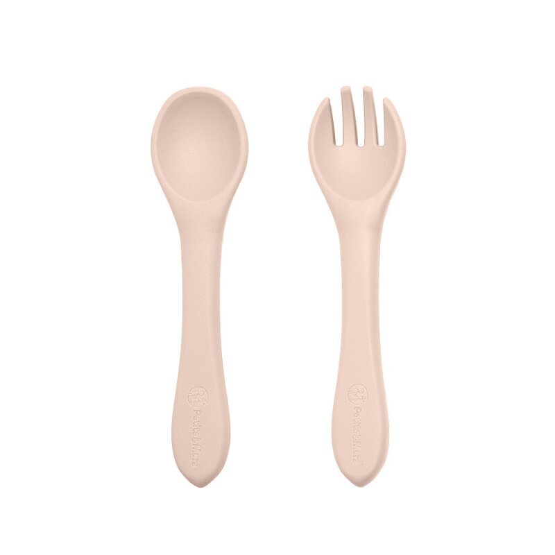 Petite&Mars Set de hranire PetiteMars cu farfurie bol si tacamuri din silicon fara BFA bej