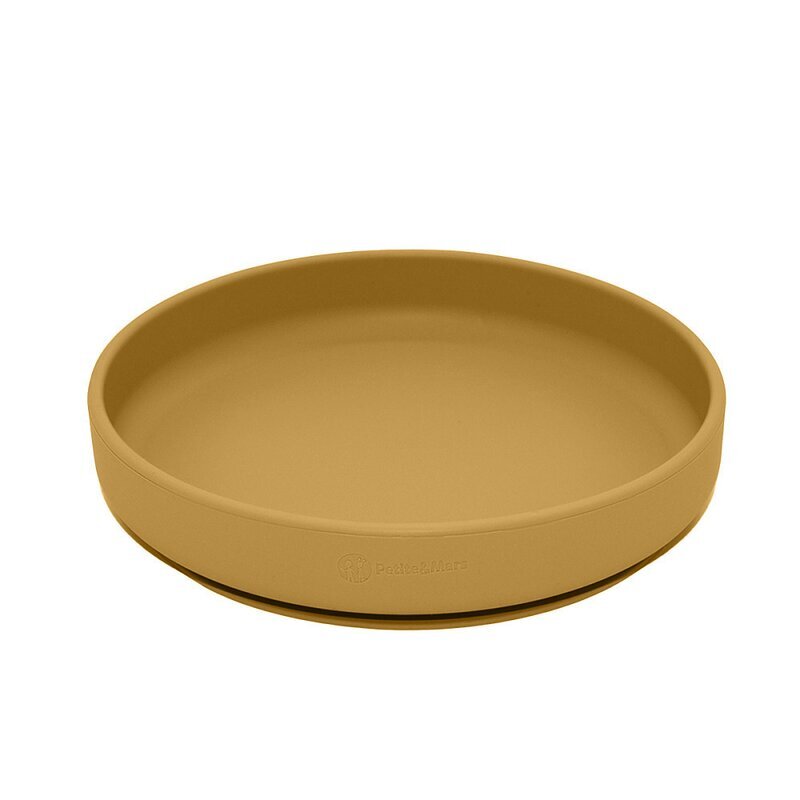 Petite&Mars Set de hranire PetiteMars cu farfurie bol si tacamuri din silicon fara BFA ocru