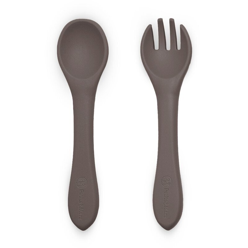 Petite&Mars Set tacamuri din silicon PetiteMars Bitter Cocoa Maro TakeMatch forma ergonomica fara BPA 6 luni+