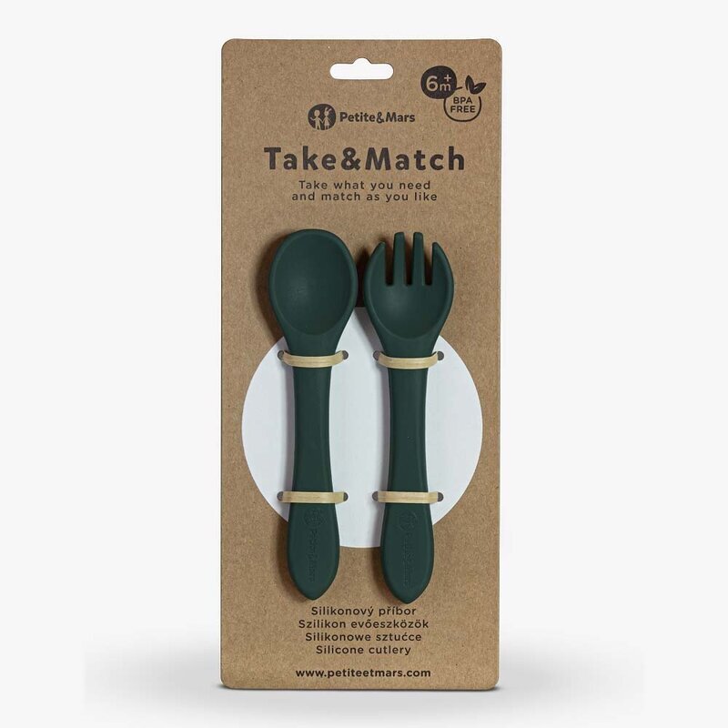Petite&Mars Set tacamuri din silicon PetiteMars fara BPA TakeMatch 6 luni+ verde inchis