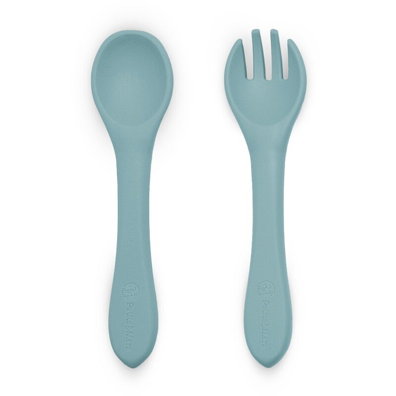 Petite&Mars Set tacamuri din silicon PetiteMars Frosted Sky Albastru TakeMatch forma ergonomica fara BPA 6 luni+
