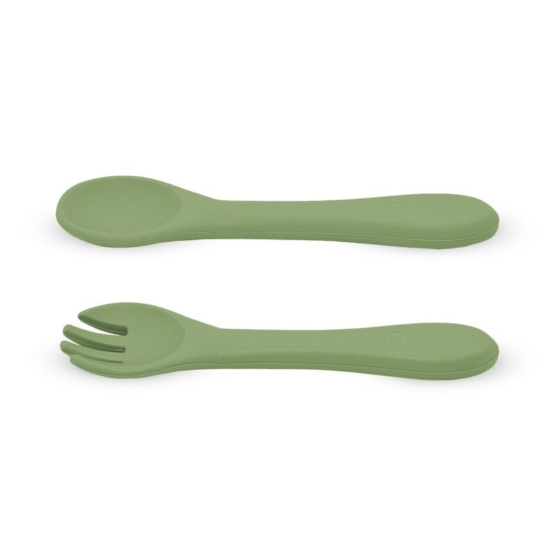 Petite&Mars Set tacamuri din silicon PetiteMars Sweet Pea Verde TakeMatch forma ergonomica fara BPA 6 luni+