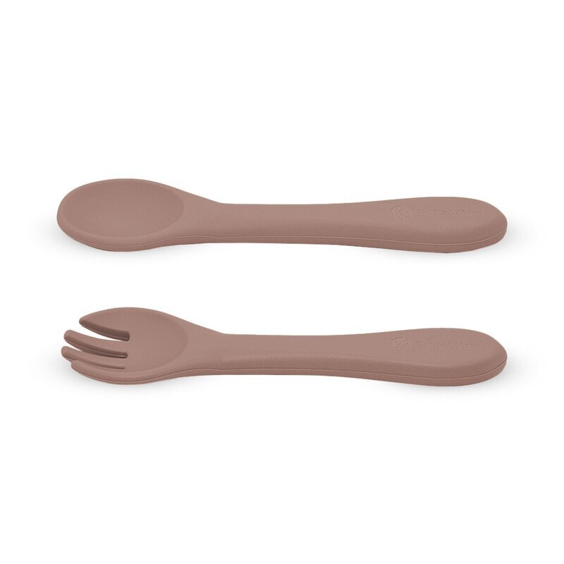 Petite&Mars Set tacamuri din silicon PetiteMars Velvet Latte Maro pudrat TakeMatch forma ergonomica fara BPA 6 luni+