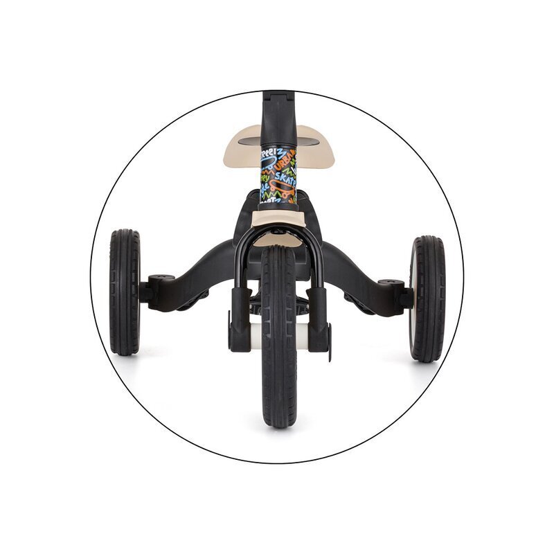 Petite&Mars Tricicleta pentru copii PetiteMars City Beat Turbo editie limitata 5 in 1 multifunctionala vehicul de impins bicicleta cufara pedale maner de ghidaj