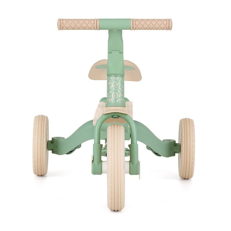 Petite&Mars Tricicleta pentru copii PetiteMars Green Twist Turbo editie limitata 5 in 1 multifunctionala vehicul de impins bicicleta cufara pedale maner de ghidaj