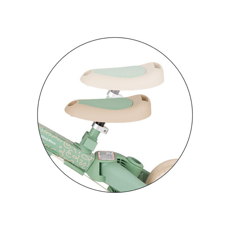 Petite&Mars Tricicleta pentru copii PetiteMars Green Twist Turbo editie limitata 5 in 1 multifunctionala vehicul de impins bicicleta cufara pedale maner de ghidaj