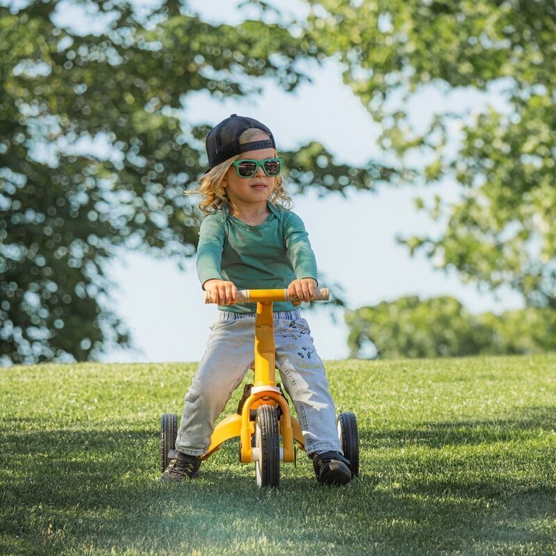 Petite&Mars Tricicleta pentru copii PetiteMars Turbo Albastru 5 in 1 Multifunctionala Vehicul de impins Bicicleta cufara pedale Cu maner de ghidaj Detasabil Roti din cauciuc Pana la 25 kg 1.5-5 ani