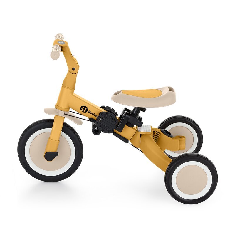 Petite&Mars Tricicleta pentru copii PetiteMars Turbo Ocru 5 in 1 Multifunctionala Vehicul de impins Bicicleta cufara pedale Cu maner de ghidaj Detasabil Roti din cauciuc Pana la 25 kg 1.5-5 ani