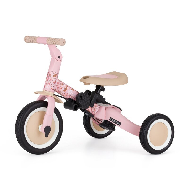 Petite&Mars Tricicleta pentru copii PetiteMars Turbo Rosy Wilderness editie limitata 5 in 1 multifunctionala cu maner de ghidaj roti din cauciuc greutate admisa 25 kg 1.5-5 ani