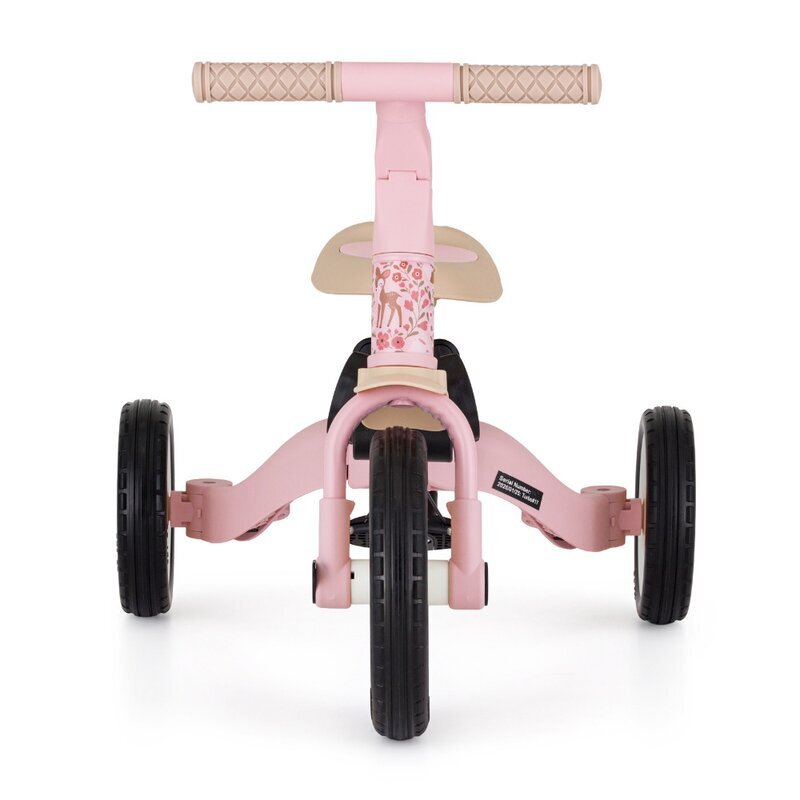 Petite&Mars Tricicleta pentru copii PetiteMars Turbo Rosy Wilderness editie limitata 5 in 1 multifunctionala cu maner de ghidaj roti din cauciuc greutate admisa 25 kg 1.5-5 ani
