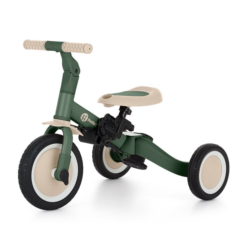 Petite&Mars Tricicleta pentru copii PetiteMars Turbo Verde 5 in 1 Multifunctionala Vehicul de impins Bicicleta cufara pedale Cu maner de ghidaj Detasabil Roti din cauciuc Pana la 25 kg 1.5-5 ani
