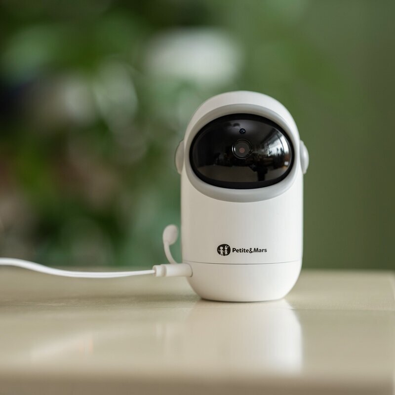 Petite&Mars Video monitor PetiteMars Eve 5.0 Alb ecran HD autonomie pana la 16 ore raza de actiune 300m suport pentru pana la 4 camere activare VOX la voce