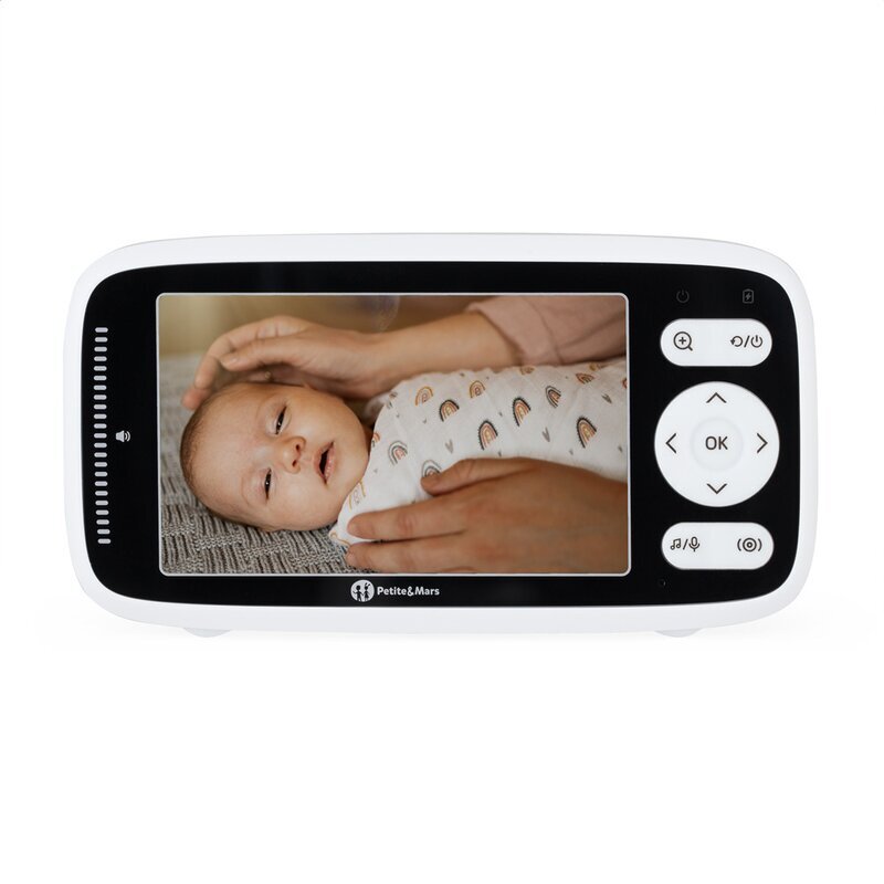 Petite&Mars Video monitor PetiteMars Nano 4.0 Alb ecran HD zoom digital 3x raza de actiune 300m suport pentru pana la 4 camere comunicare bidirectionala