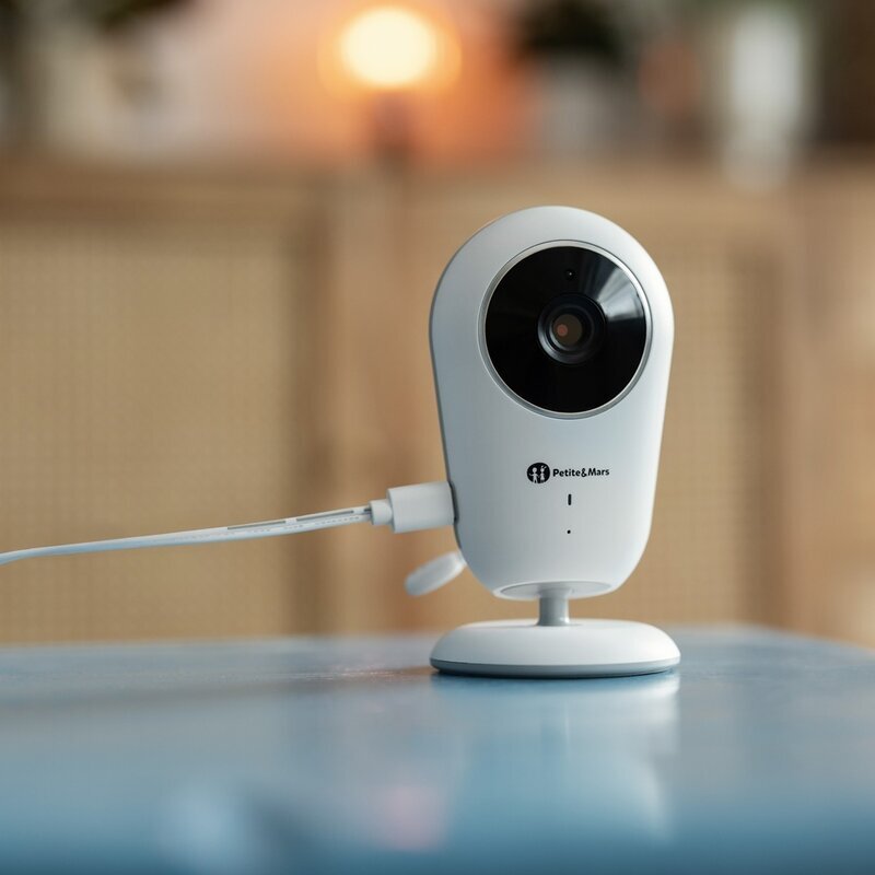 Petite&Mars Video monitor PetiteMars Nano 4.0 Alb ecran HD zoom digital 3x raza de actiune 300m suport pentru pana la 4 camere comunicare bidirectionala