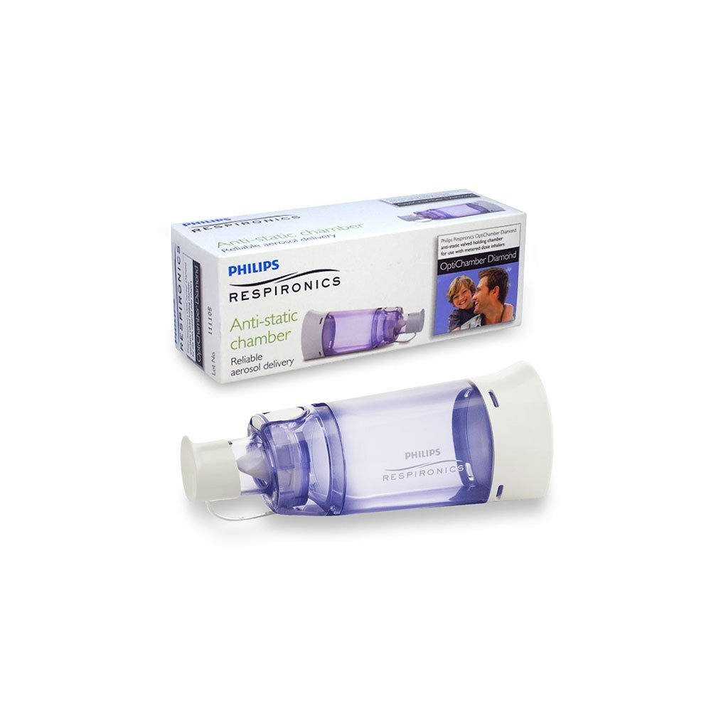Philips Respironics Set camera de inhalare Optichamber Diamond cu masca M compatibila din silicon pentru copii 1-5 ani